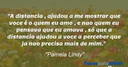 “A distancia , ajudou a me mostrar que voce é o quem eu amo , e nao quem eu pensava que eu amava , só que a distancia ajudou a voce a perceber que ja nao precisa mais de mim.”
