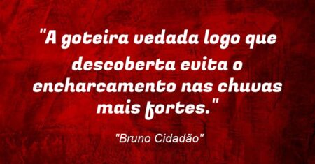 “A goteira vedada logo que descoberta evita o encharcamento nas chuvas mais fortes.”