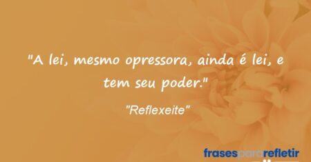 “A lei, mesmo opressora, ainda é lei, e tem seu poder.”