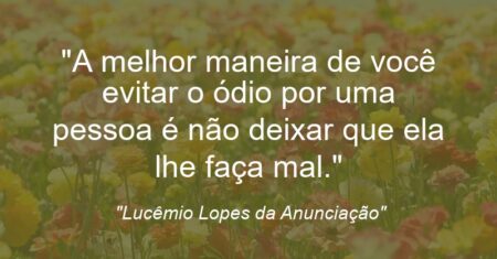 “A melhor maneira de você evitar o ódio por uma pessoa é não deixar que ela lhe faça mal.”