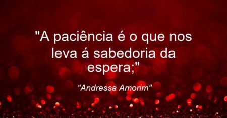 “A paciência é o que nos leva á sabedoria da espera;”