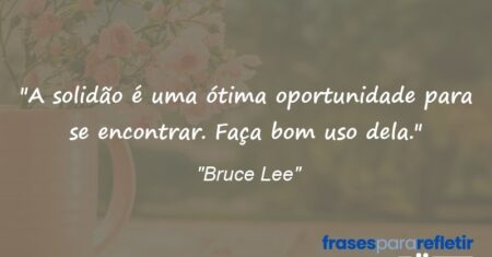 “A solidão é uma ótima oportunidade para se encontrar. Faça bom uso dela.”