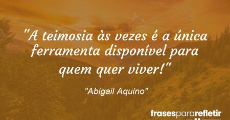 “A teimosia às vezes é a única ferramenta disponível para quem quer viver!”