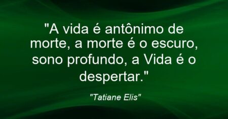 “A vida é antônimo de morte, a morte é o escuro, sono profundo, a Vida é o despertar.”