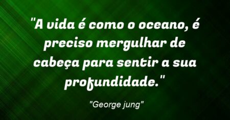 “A vida é como o oceano, é preciso mergulhar de cabeça para sentir a sua profundidade.”