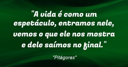 “A vida é como um espetáculo, entramos nele, vemos o que ele nos mostra e dele saímos no final.”