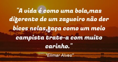 “A vida é como uma bola,mas diferente de um zagueiro não der bicos nelas,faça como um meio campista trate-a com muito carinho.”