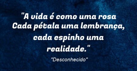 “A vida é como uma rosa: Cada pétala uma lembrança, cada espinho uma realidade.”