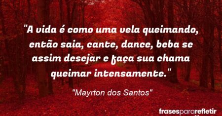 “A vida é como uma vela queimando, então saia, cante, dance, beba se assim desejar e faça sua chama queimar intensamente.”