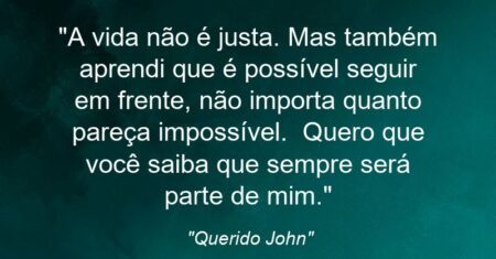 “A vida não é justa. Mas também aprendi que é possível seguir em frente, não importa quanto pareça impossível. Com o tempo, a dor… diminui. Pode ser que não desapareça completamente, mas depois de um tempo não é esmagadora.”