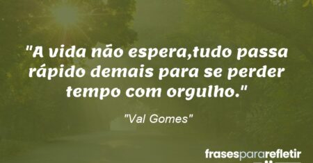 “A vida não espera,tudo passa rápido demais para se perder tempo com orgulho.”