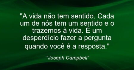 “A vida não tem sentido. Cada um de nós tem um sentido e o trazemos à vida. É um desperdício fazer a pergunta quando você é a resposta.”
