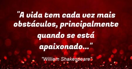 “A vida tem cada vez mais obstáculos, principalmente quando se está apaixonado…”