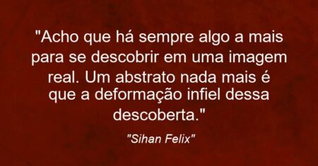 “Acho que há sempre algo a mais para se descobrir em uma imagem real. Um abstrato nada mais é que a deformação infiel dessa descoberta.”