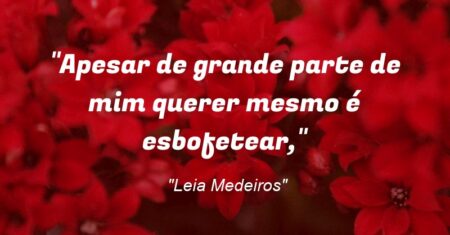 “Apesar de grande parte de mim querer mesmo é esbofetear,”