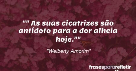 “”As suas cicatrizes são antídoto para a dor alheia hoje.””