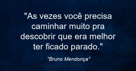 “As vezes você precisa caminhar muito pra descobrir que era melhor ter ficado parado.”
