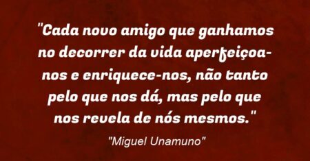 “Cada novo amigo que ganhamos no decorrer da vida aperfeiçoa-nos e enriquece-nos, não tanto pelo que nos dá, mas pelo que nos revela de nós mesmos.”