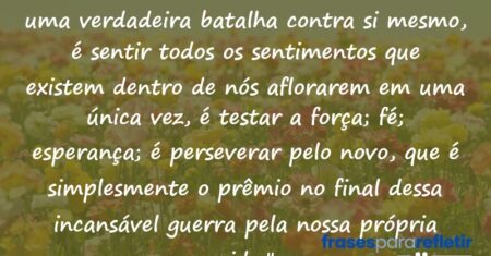 “Cruzar estas “portas” é como entrar em uma verdadeira batalha contra si mesmo, é sentir todos os sentimentos que existem dentro de nós aflorarem em uma única vez, é testar a força; fé; esperança; é perseverar pelo novo, que é simplesmente o prêmio no final dessa incansável guerra pela nossa própria vida.”