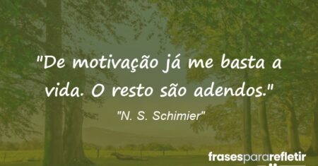 “De motivação já me basta a vida. O resto são adendos.”