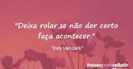 “Deixa rolar,se não der certo faça acontecer.”