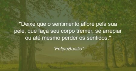 “Deixe que o sentimento aflore pela sua pele, que faça seu corpo tremer, se arrepiar ou até mesmo perder os sentidos.”