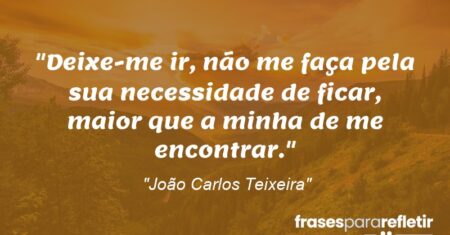 “Deixe-me ir, não me faça pela sua necessidade de ficar, maior que a minha de me encontrar.”