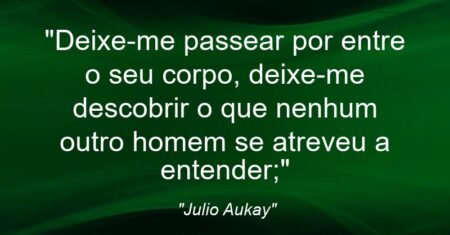 “Deixe-me passear por entre o seu corpo, deixe-me descobrir o que nenhum outro homem se atreveu a entender;”