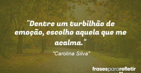“Dentre um turbilhão de emoção, escolho aquela que me acalma.”