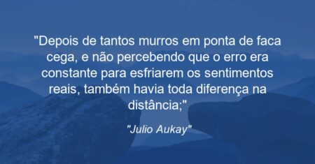 “Depois de tantos murros em ponta de faca cega, e não percebendo que o erro era constante para esfriarem os sentimentos reais, também havia toda diferença na distância;”