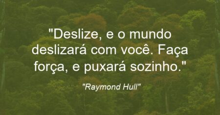 “Deslize, e o mundo deslizará com você. Faça força, e puxará sozinho.”