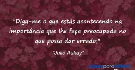 “Diga-me o que estás acontecendo na importância que lhe faça preocupada no que possa dar errado;”