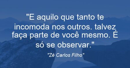 “E aquilo que tanto te incomoda nos outros. talvez faça parte de você mesmo. É só se observar.”