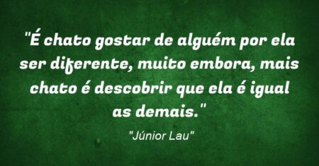 “É chato gostar de alguém por ela ser diferente, muito embora, mais chato é descobrir que ela é igual as demais.”