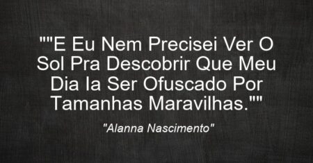 “”E Eu Nem Precisei Ver O Sol Pra Descobrir Que Meu Dia Ia Ser Ofuscado Por Tamanhas Maravilhas.””