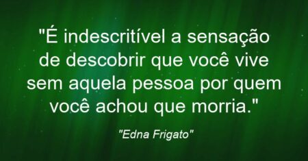 “É indescritível a sensação de descobrir que você vive sem aquela pessoa por quem você achou que morria.”