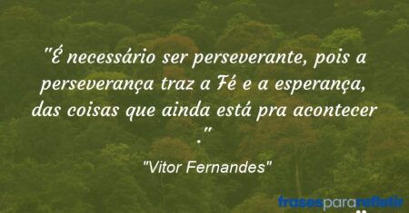 “É necessário ser perseverante, pois a perseverança traz a Fé e a esperança, das coisas que ainda está pra acontecer .”