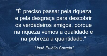 “È preciso passar pela riqueza e pela desgraça para descobrir os verdadeiros amigos, porque na riqueza vemos a qualidade e na pobreza a quantidade.”
