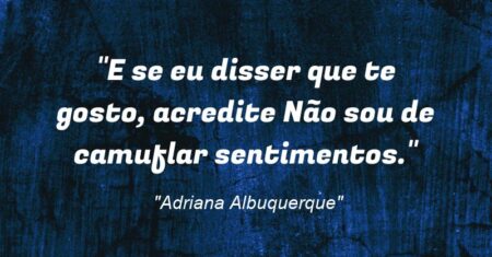 “E se eu disser que te gosto, acredite… Não sou de camuflar sentimentos.”