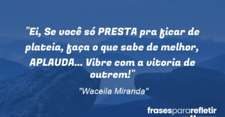 “Ei, Se você só PRESTA pra ficar de plateia, faça o que sabe de melhor, APLAUDA… Vibre com a vitoria de outrem!”