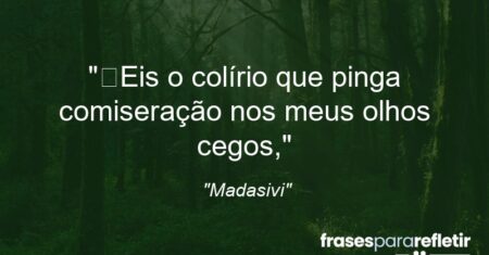 “Eis o colírio que pinga comiseração nos meus olhos cegos,”