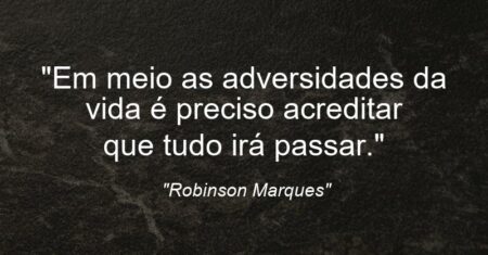 “Em meio as adversidades da vida é preciso acreditar que tudo irá passar.”
