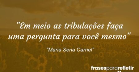 “Em meio as tribulações faça uma pergunta para você mesmo:”