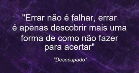 “Errar não é falhar, errar é apenas descobrir mais uma forma de como não fazer para acertar”