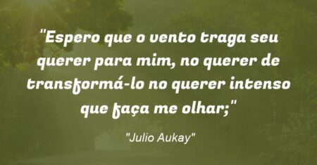 “Espero que o vento traga seu querer para mim, no querer de transformá-lo no querer intenso que faça me olhar;”