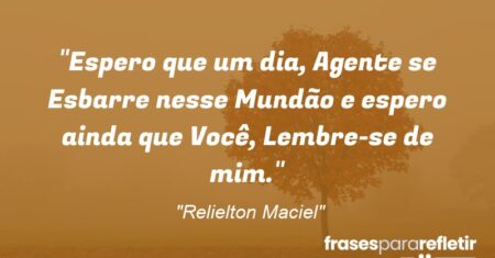 “Espero que um dia, Agente se Esbarre nesse Mundão e espero ainda que Você, Lembre-se de mim.”