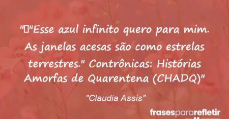 “”Esse azul infinito quero para mim. As janelas acesas são como estrelas terrestres.” Contrônicas: Histórias Amorfas de Quarentena (CHADQ)”