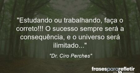 “Estudando ou trabalhando, faça o correto!!! O sucesso sempre será a consequência, e o universo será ilimitado…”