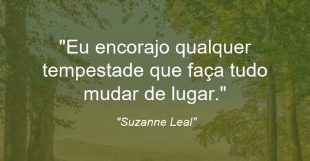 “Eu encorajo qualquer tempestade que faça tudo mudar de lugar.”