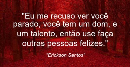“Eu me recuso ver você parado, você tem um dom, e um talento, então use faça outras pessoas felizes.”
